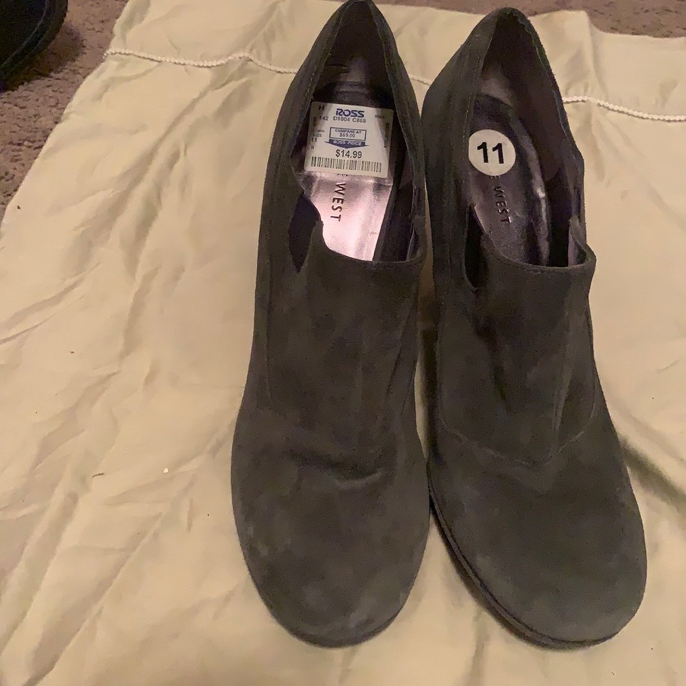 Gray suede booties